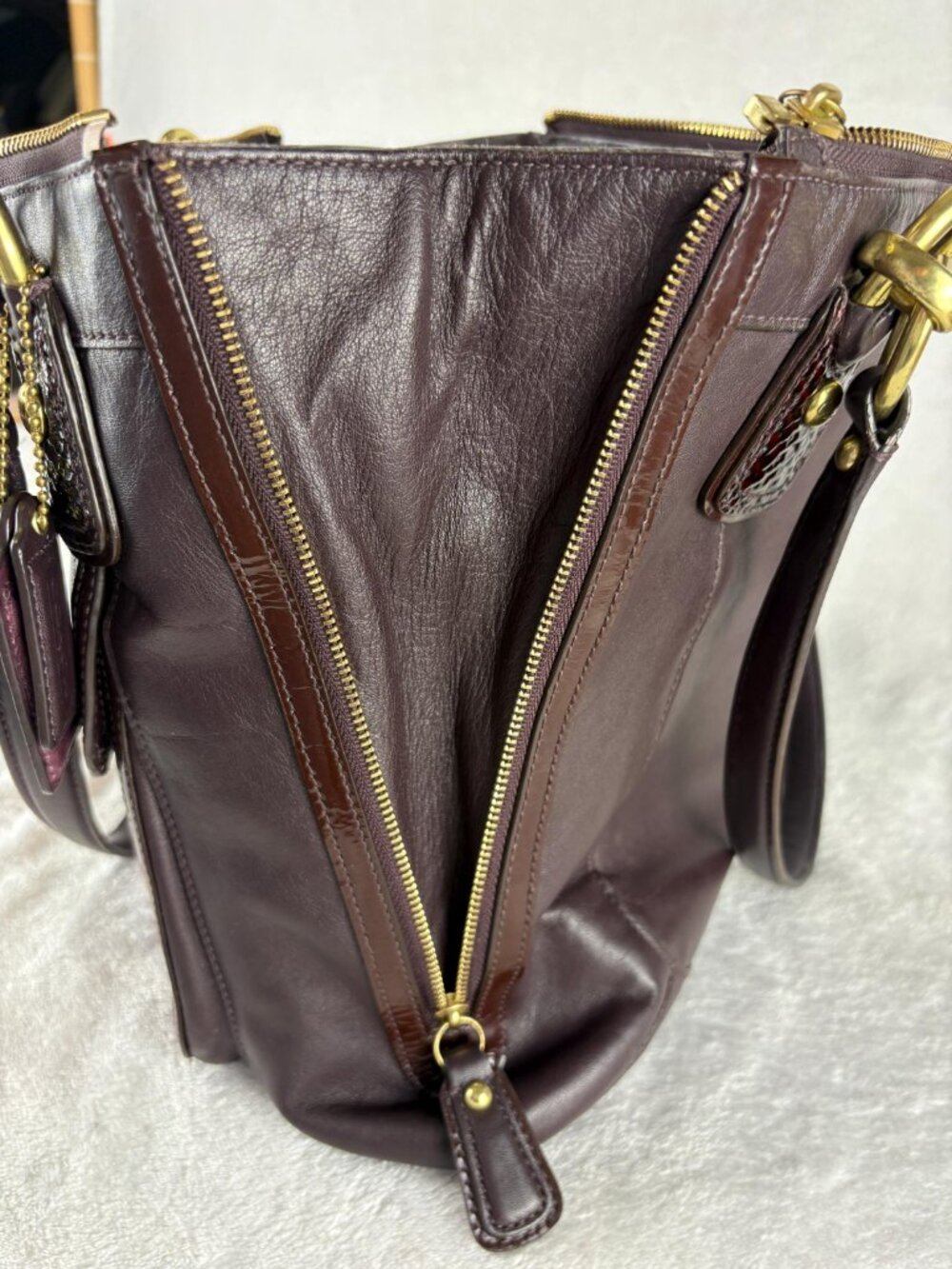 Coach Kristin Spectator Zip Tote in Eggplant/Ostrich Embossed and Patent Leather - Picture 7 of 16